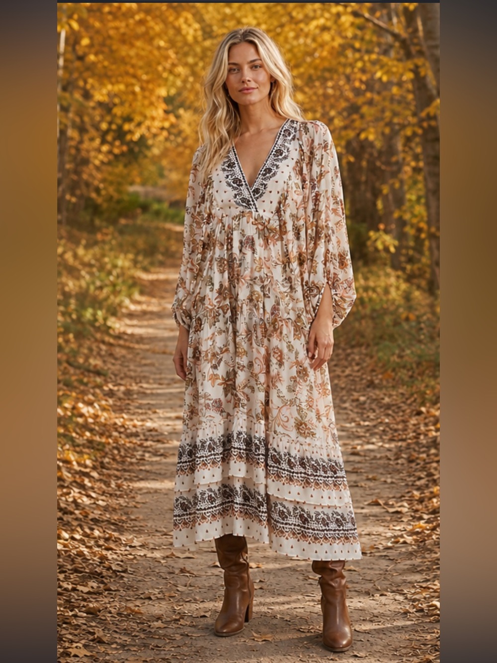 Anthropologie ruffled boho folk pockets flowy floral Maxi Dress
